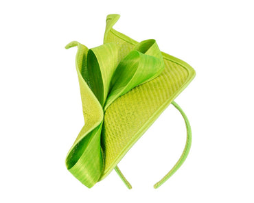 Large lime green Fillies Collection racing fascinator with bow