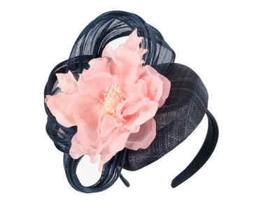 Astonishing navy & pink pillbox racing fascinator by Fillies Collection-1
