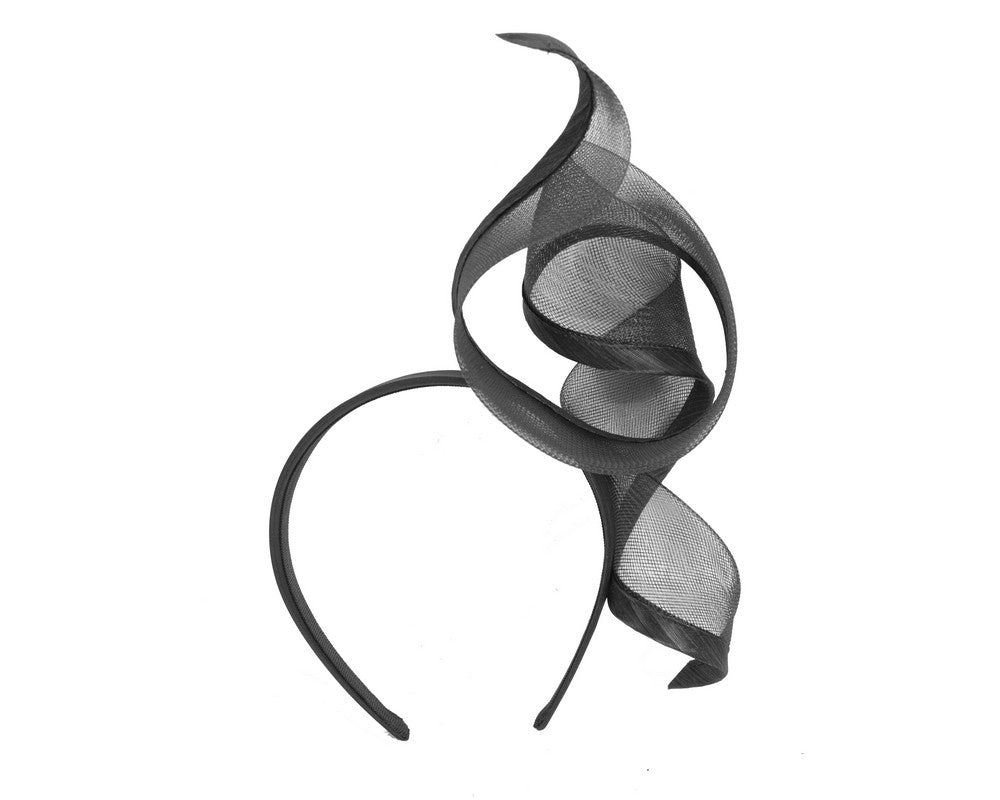 Sculptured black racing fascinator by Fillies Collection