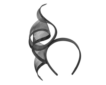 Sculptured black racing fascinator by Fillies Collection