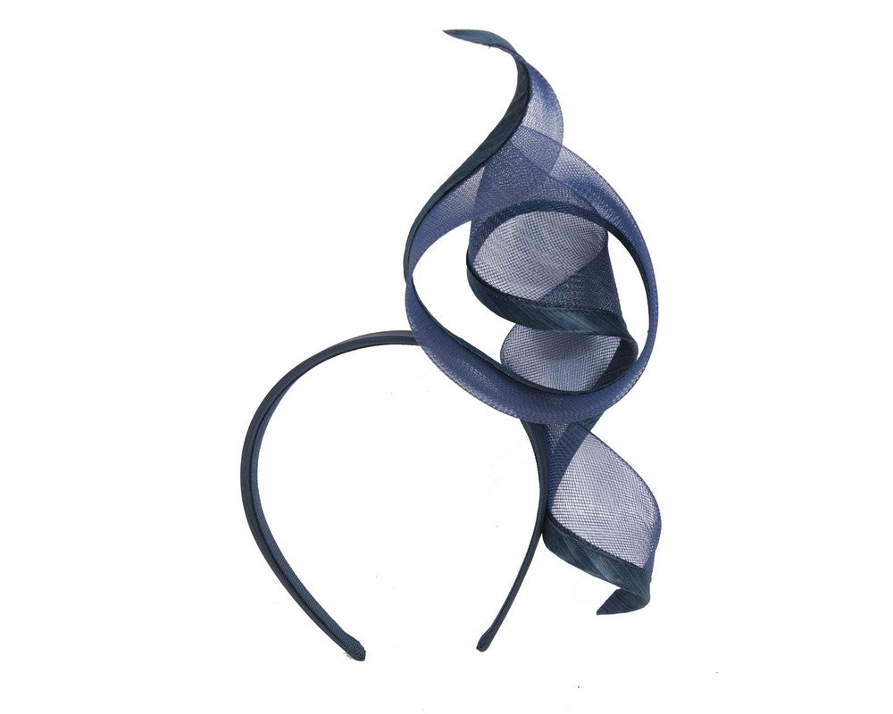 Sculptured navy racing fascinator by Fillies Collection-3
