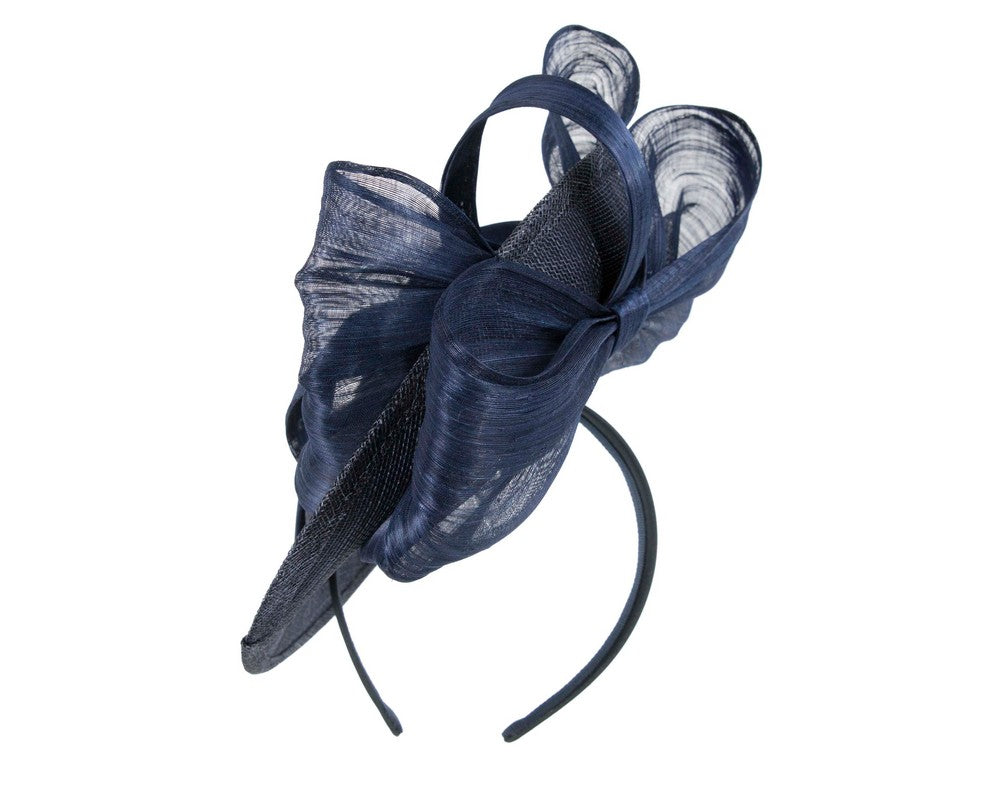 Navy fascinator with bow by Fillies Collection-5