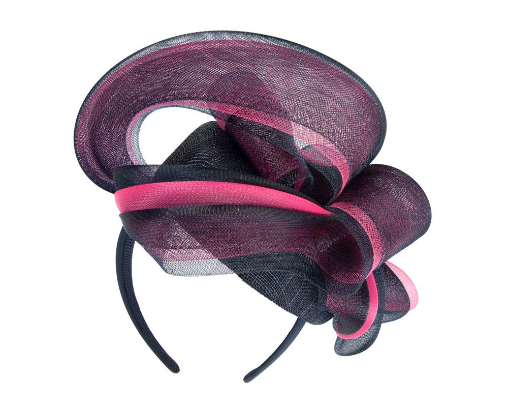 Dark Navy & fuchsia racing fascinator by Fillies Collection-5