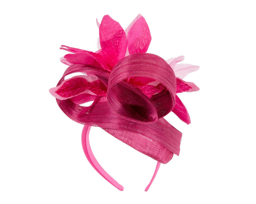 Tall fuchsia racing pillbox fascinator by Fillies Collection