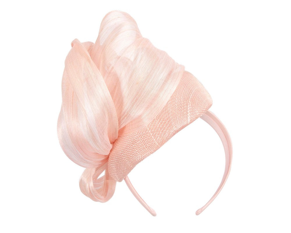 Pink pillbox fascinator with silk abaca bow by Fillies Collection