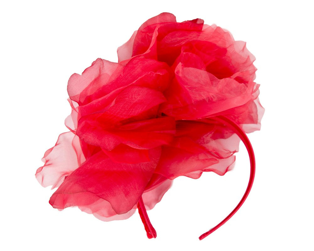 Large red silk flower fascinator by Fillies Collection-3