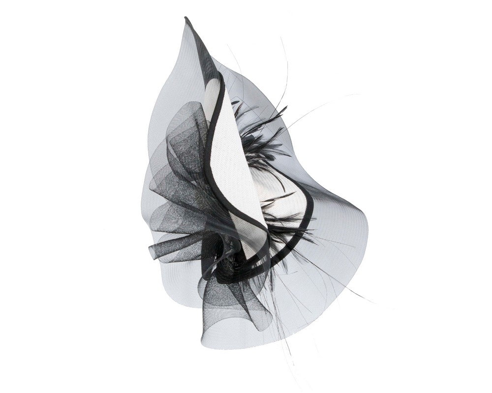 Tall white and black fascinator by Fillies Collection