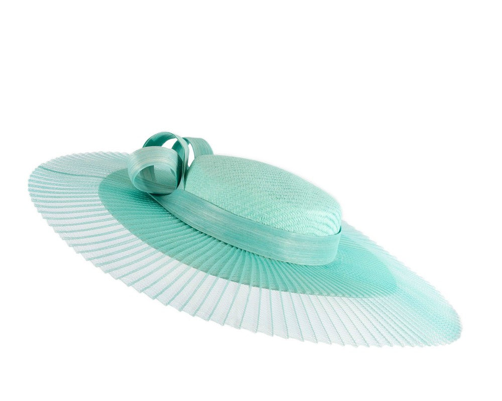 Large aqua boater hat by Fillies Collection-5