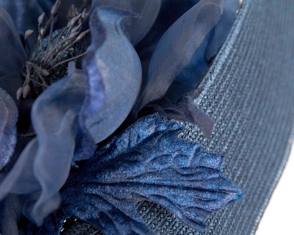 Large navy fascinator with flower by Fillies Collection