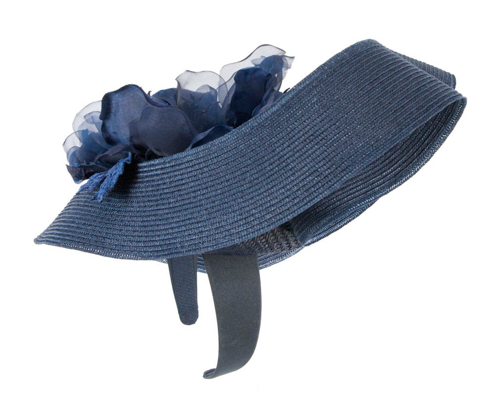 Large navy fascinator with flower by Fillies Collection