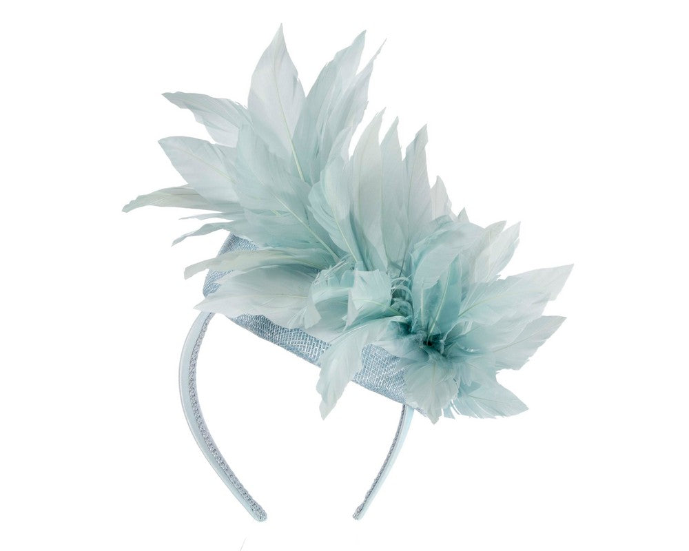 Light blue feather spring facing fascinator-5