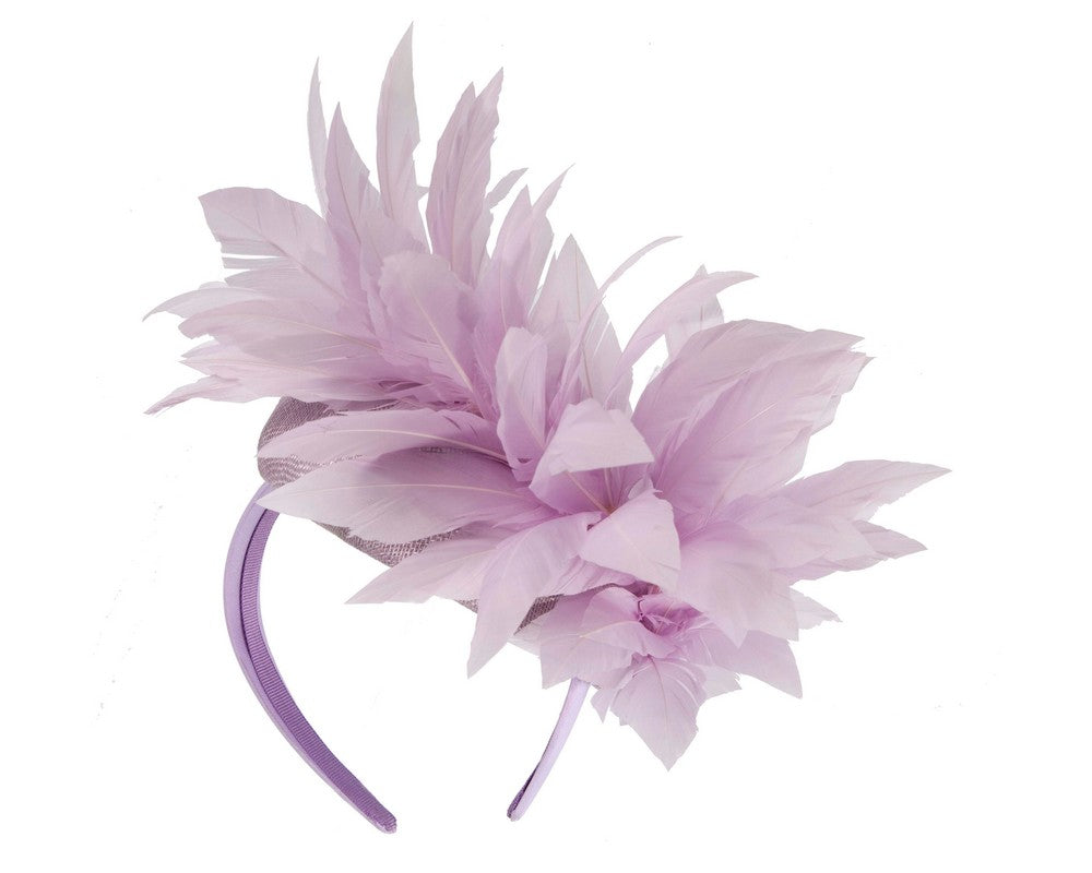 Lilac feather spring facing fascinator
