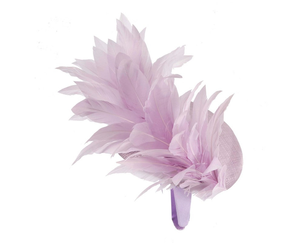 Lilac feather spring facing fascinator