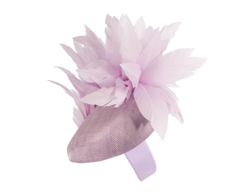 Lilac feather spring facing fascinator