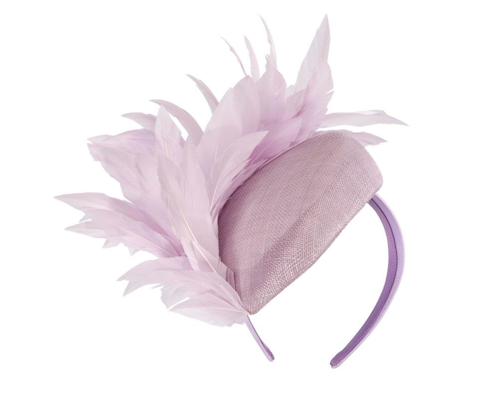 Lilac feather spring facing fascinator
