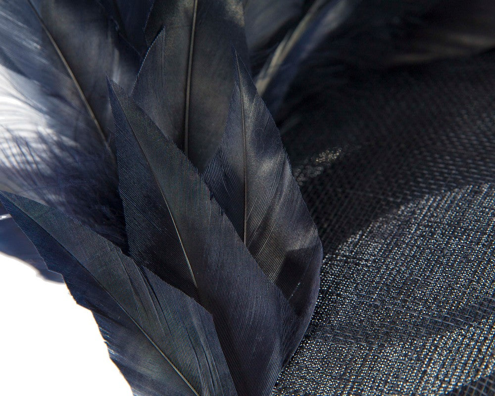 Navy feather spring facing fascinator
