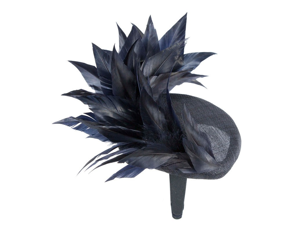 Navy feather spring facing fascinator