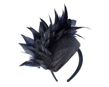 Navy feather spring facing fascinator