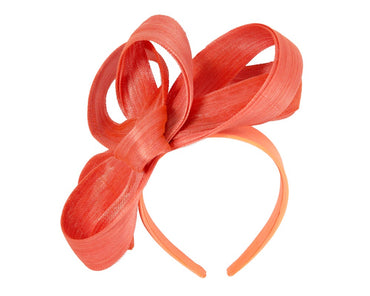 Orange abaca loops racing fascinator by Fillies Collection