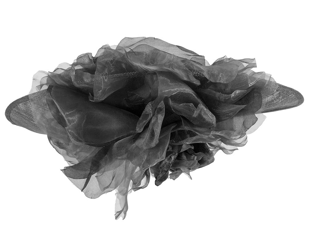 Large black racing fascinator hat by Fillies Collection