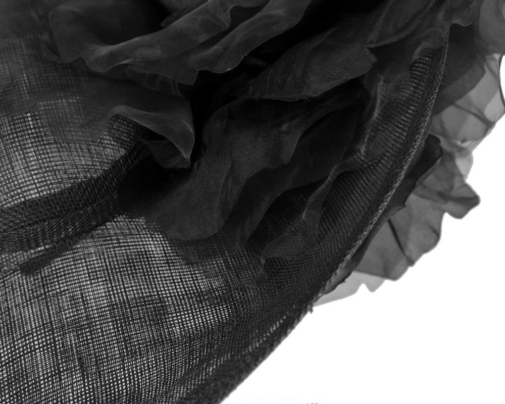 Large black racing fascinator hat by Fillies Collection