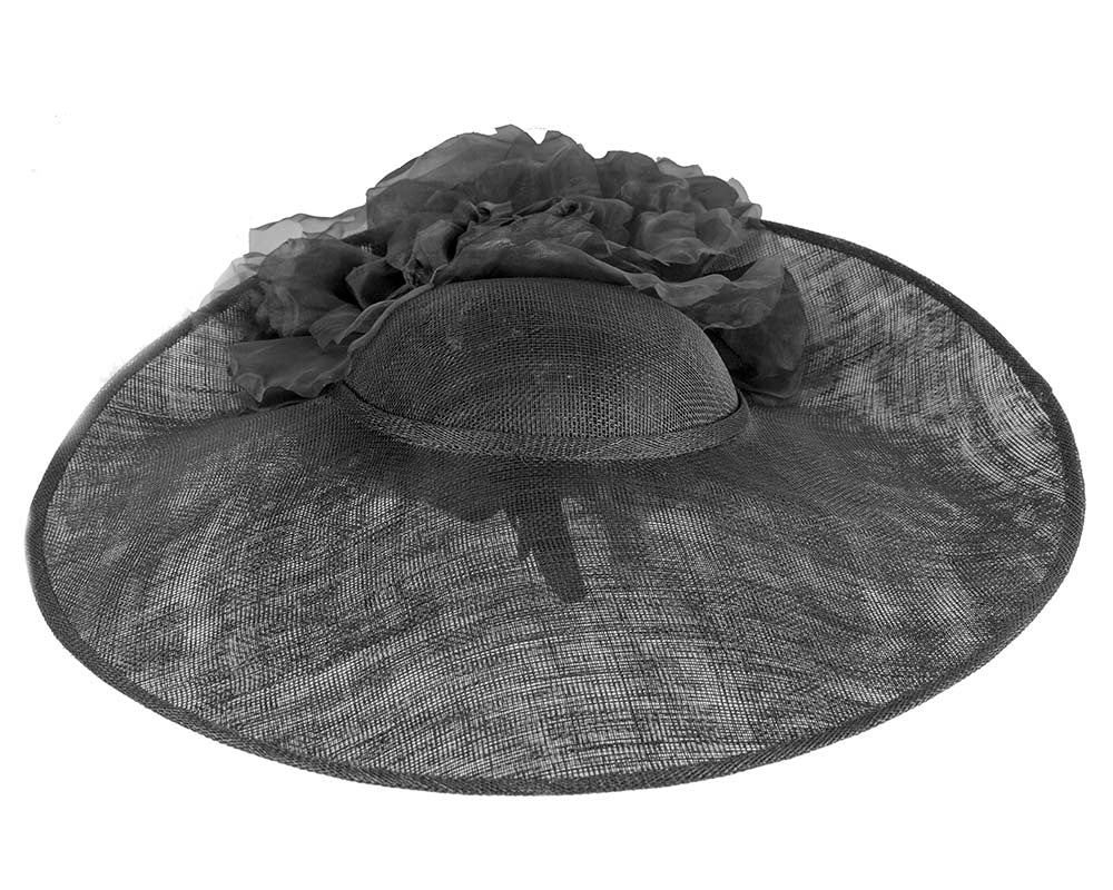 Large black racing fascinator hat by Fillies Collection