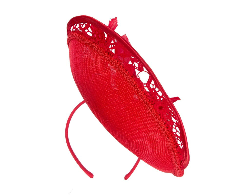 Bespoke red racing fascinator by Fillies Collection S293