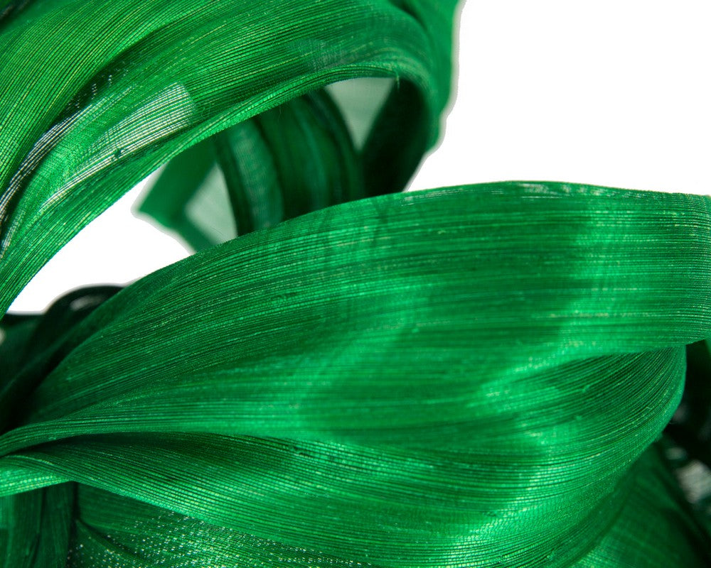 Bespoke green silk abaca fascinator by Fillies Collection