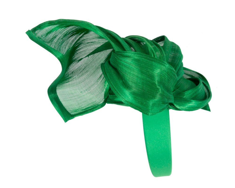 Bespoke green silk abaca fascinator by Fillies Collection