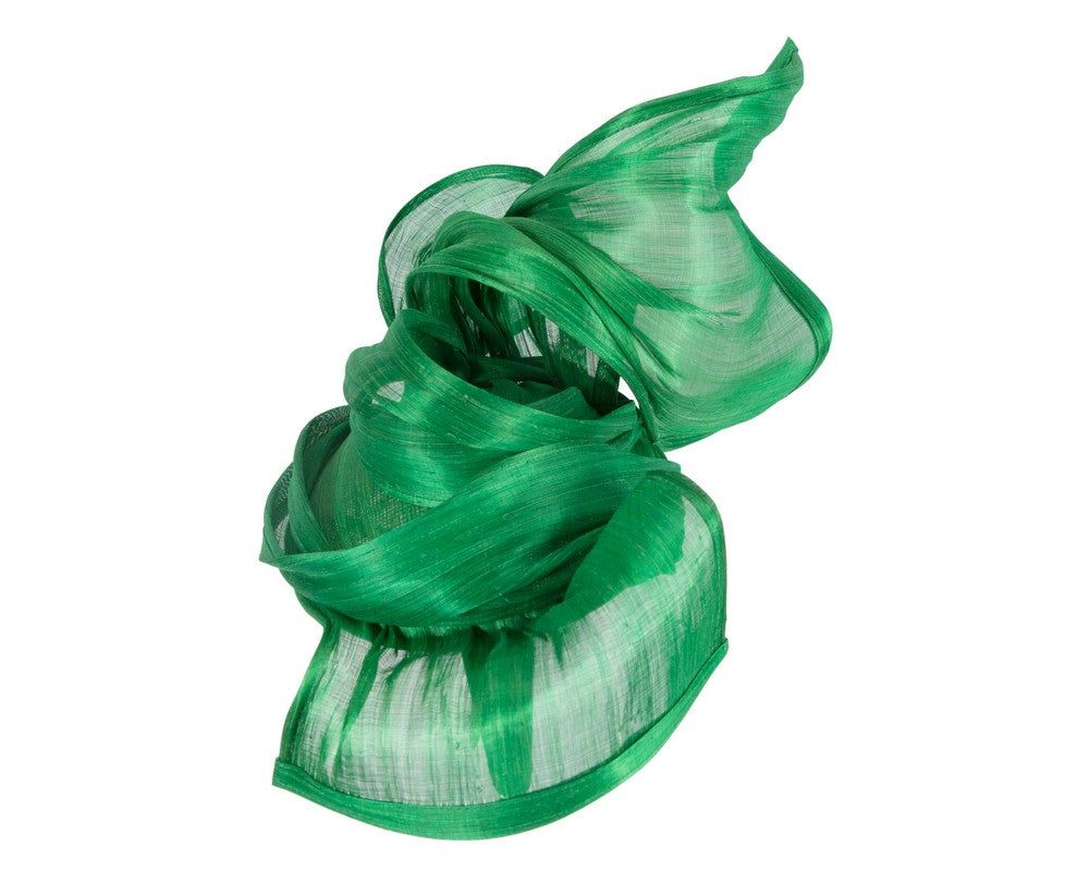 Bespoke green silk abaca fascinator by Fillies Collection