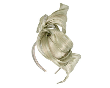 Bespoke olive silk abaca fascinator by Fillies Collection