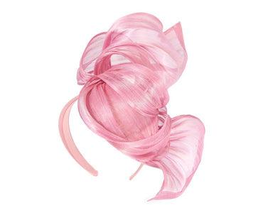Bespoke dusty pink silk abaca fascinator by Fillies Collection