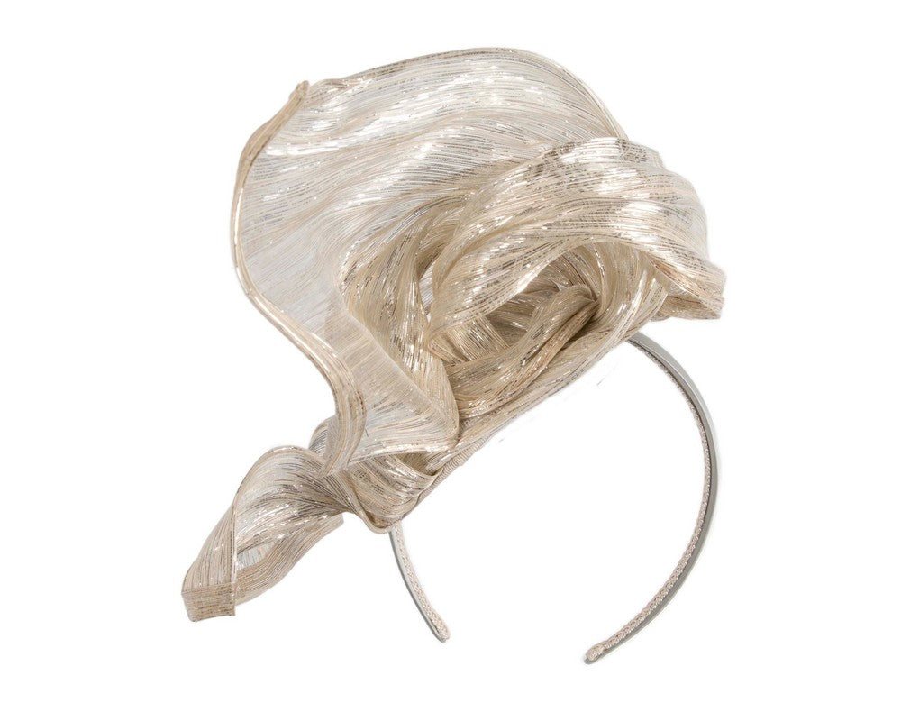 Bespoke silver silk abaca fascinator by Fillies Collection