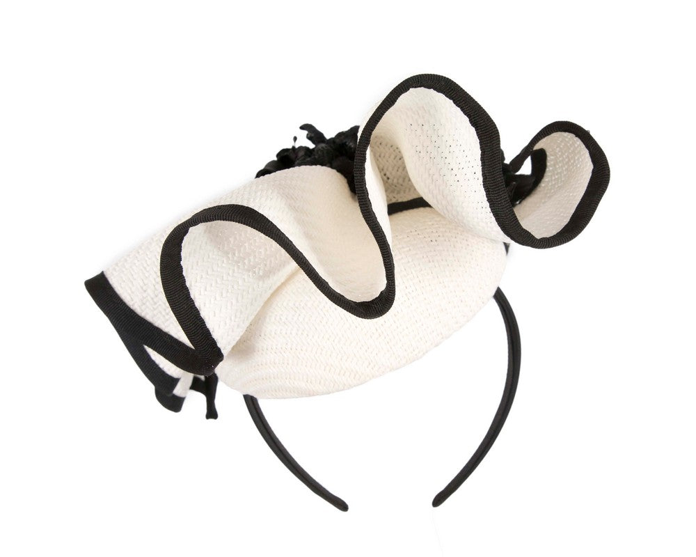 White & black pillbox with flowers by Fillies Collection