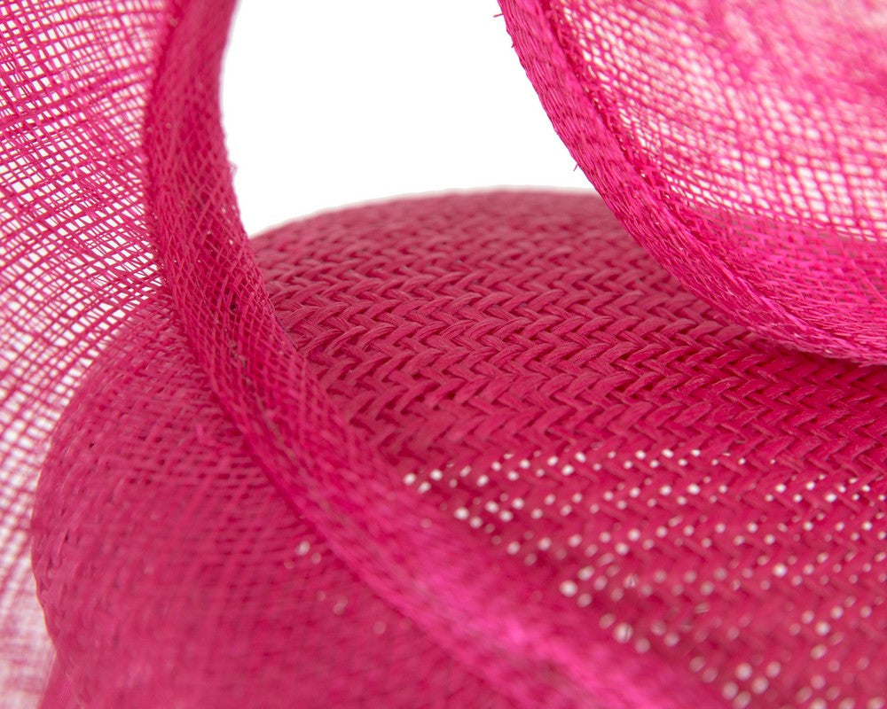 Bespoke fuchsia sinamay fascinator by Fillies Collection