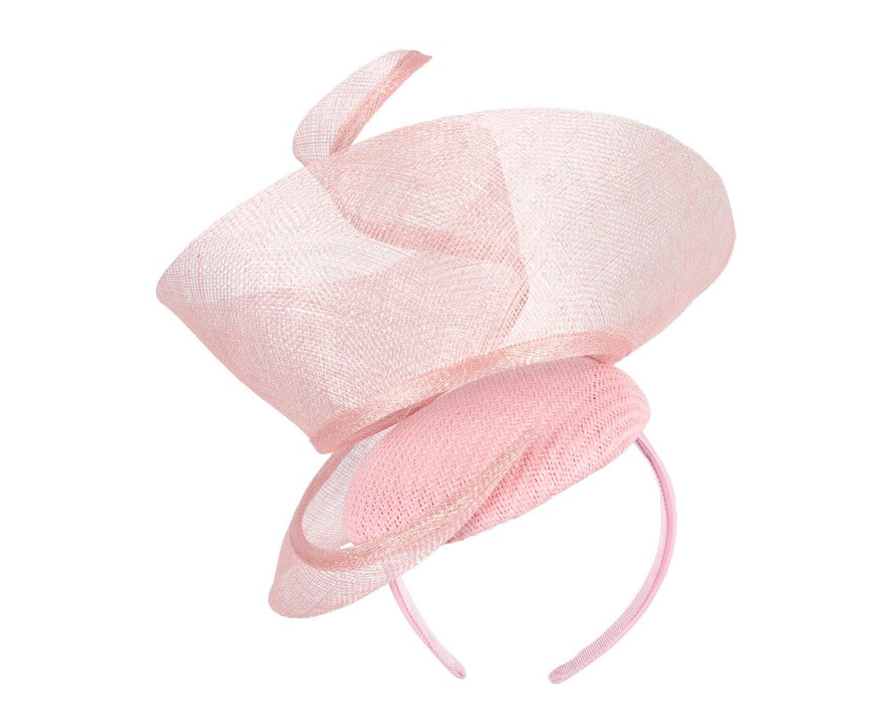 Bespoke pink sinamay fascinator by Fillies Collection-5