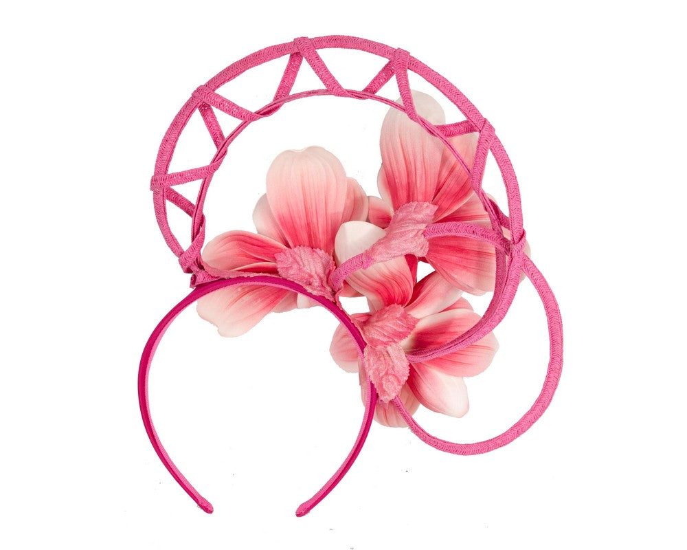 Bespoke fuchsia flower fascinator by Fillies Collection