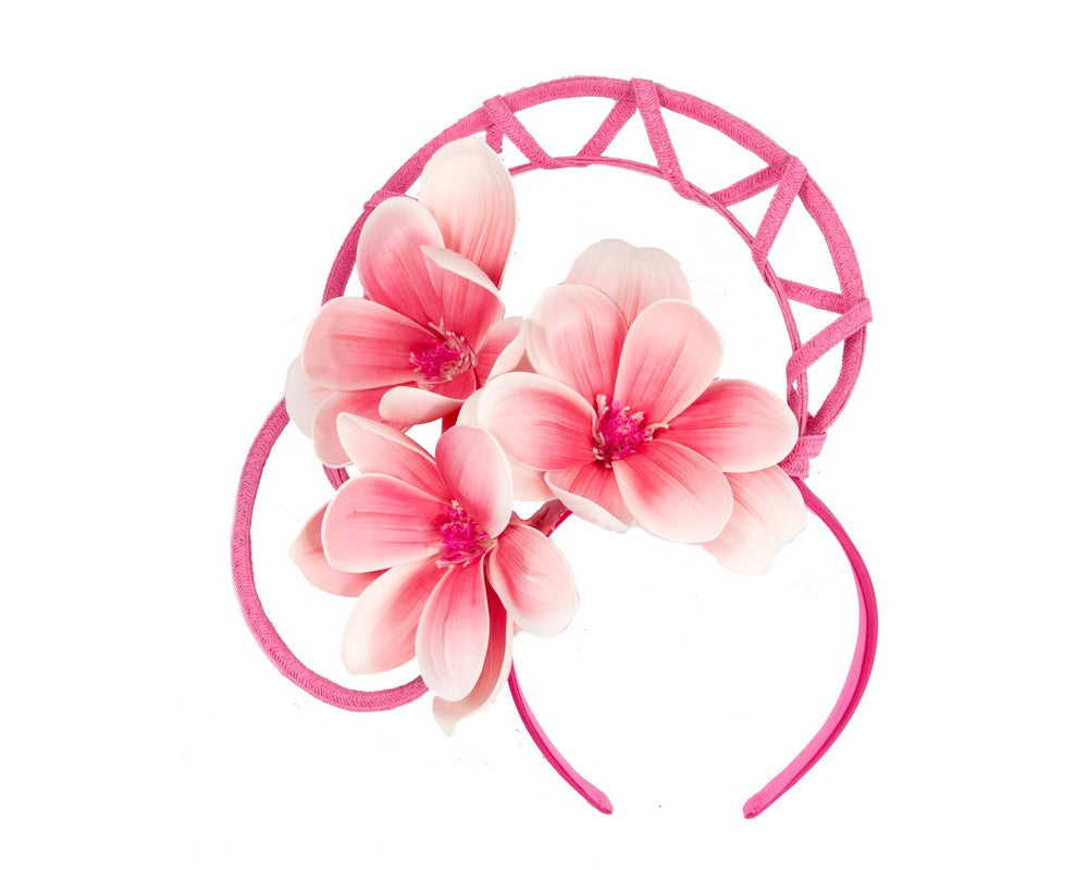 Bespoke fuchsia flower fascinator by Fillies Collection