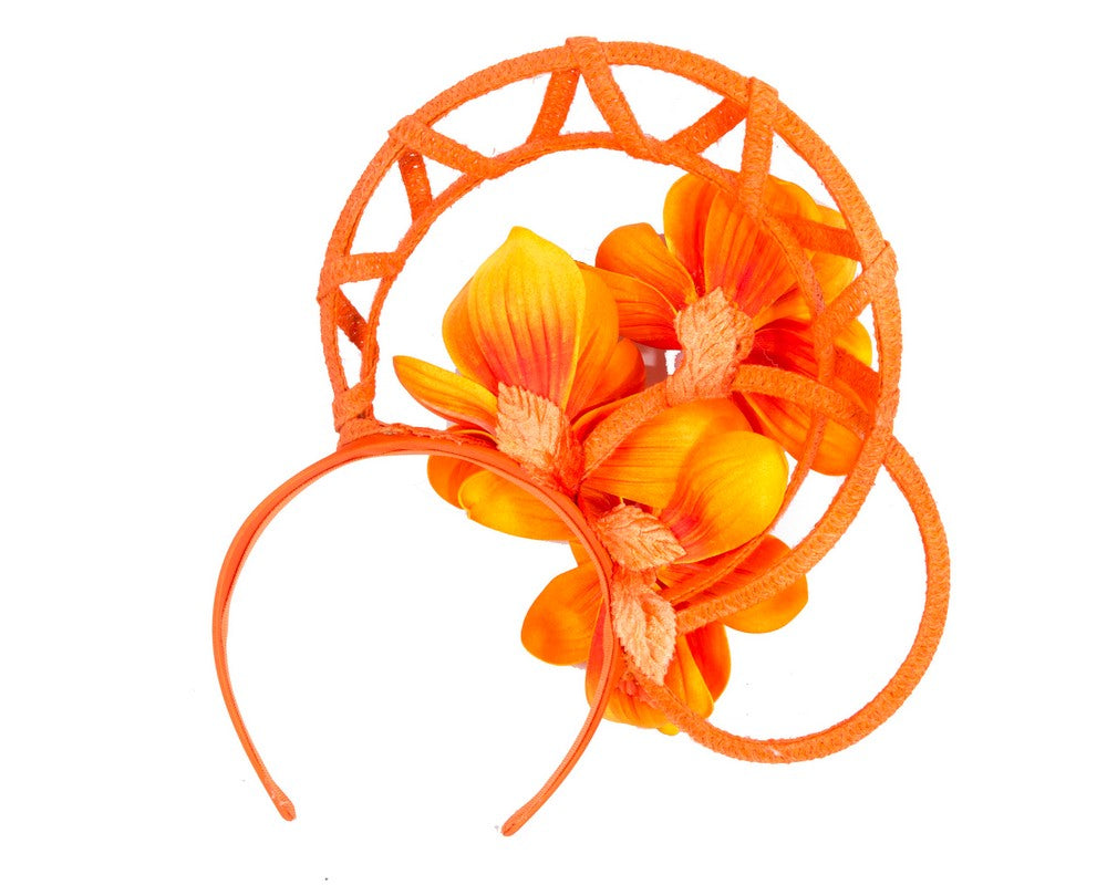 Bespoke orange flower fascinator by Fillies Collection