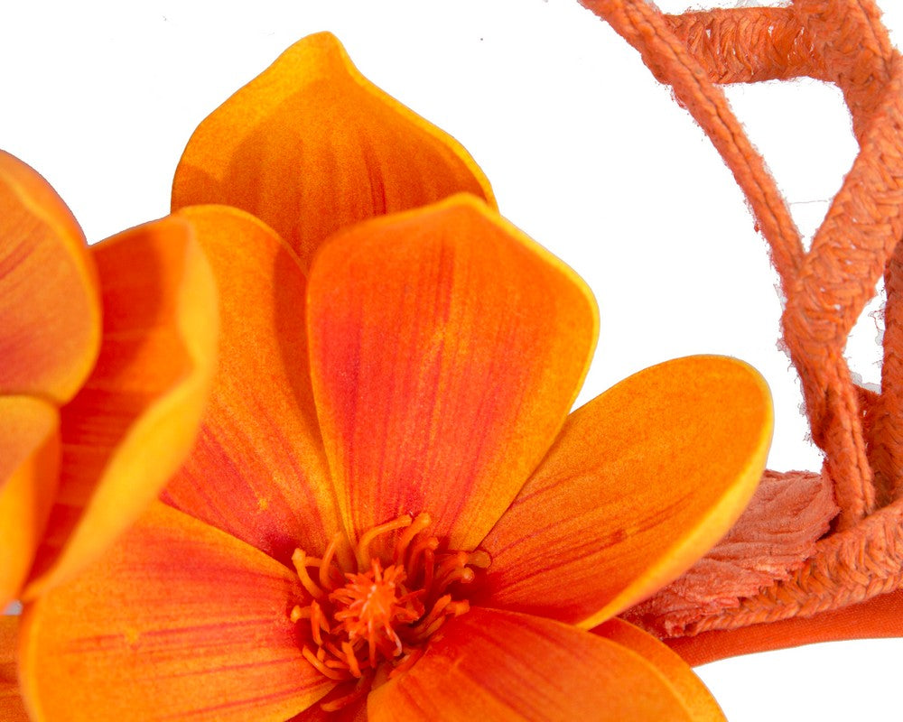 Bespoke orange flower fascinator by Fillies Collection