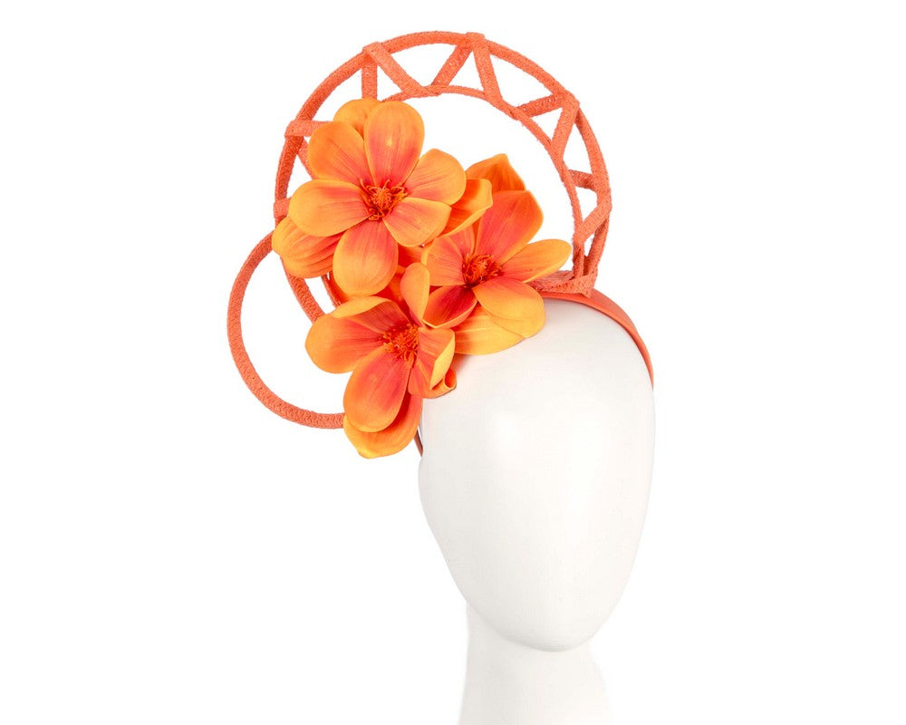 Bespoke orange flower fascinator by Fillies Collection