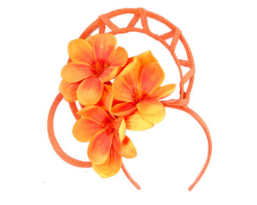 Bespoke orange flower fascinator by Fillies Collection