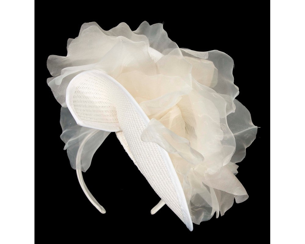 Exclusive white fascinator with flower by Fillies Collection