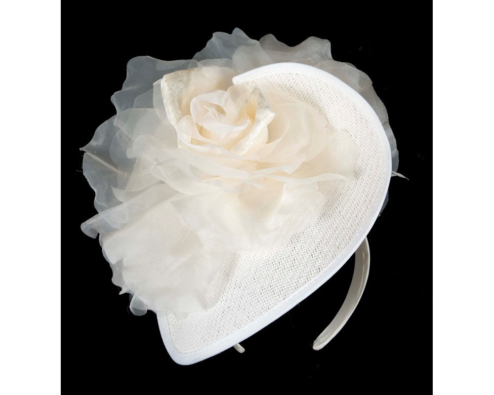 Exclusive white fascinator with flower by Fillies Collection