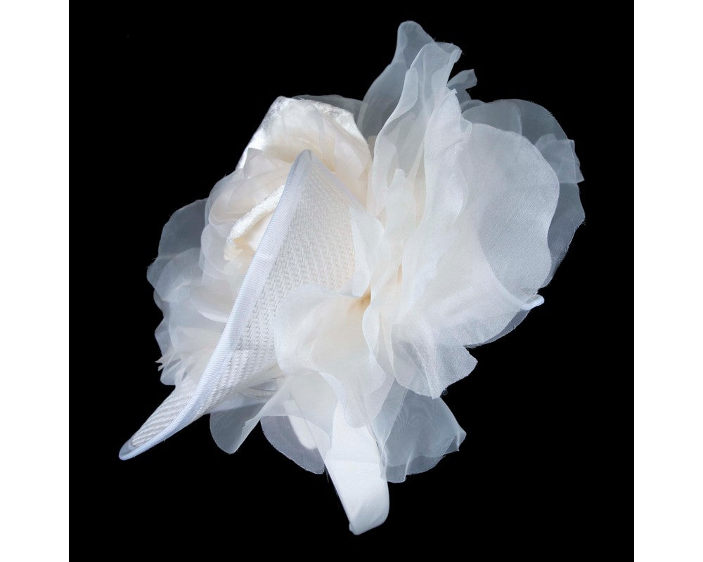Exclusive white fascinator with flower by Fillies Collection