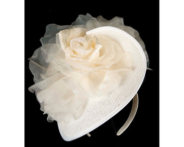 Exclusive white fascinator with flower by Fillies Collection