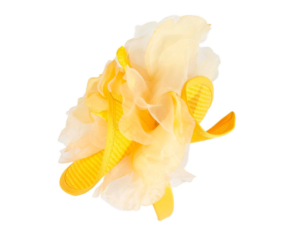Exclusive yellow fascinator with flower by Fillies Collection