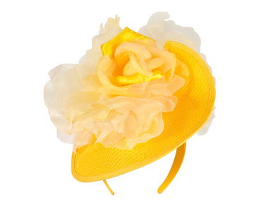 Exclusive yellow fascinator with flower by Fillies Collection