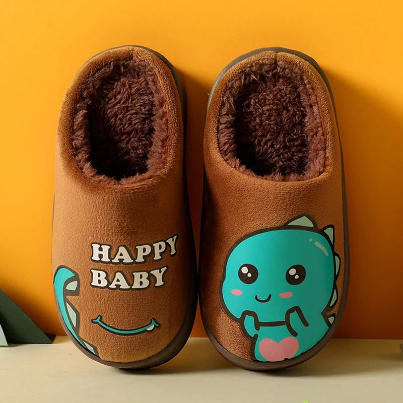 Warm and padded home slippers for children with monster-8
