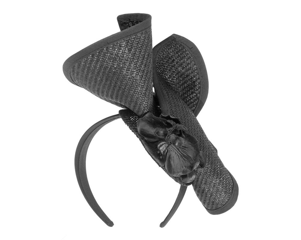 Black spring racing fascinator with orchid